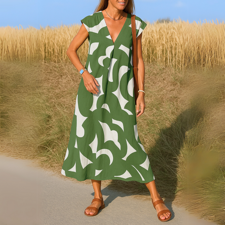 Azura™ – Ibiza Style Bequemes und Fließendes Kleid mit V-Ausschnitt