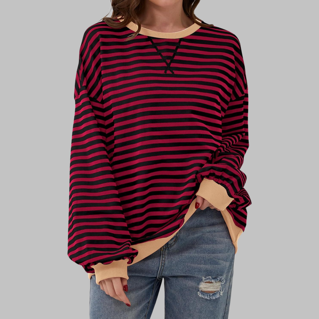 Alpenfeld | Gestreiftes Langarm-Sweatshirt mit Rundhalsausschnitt