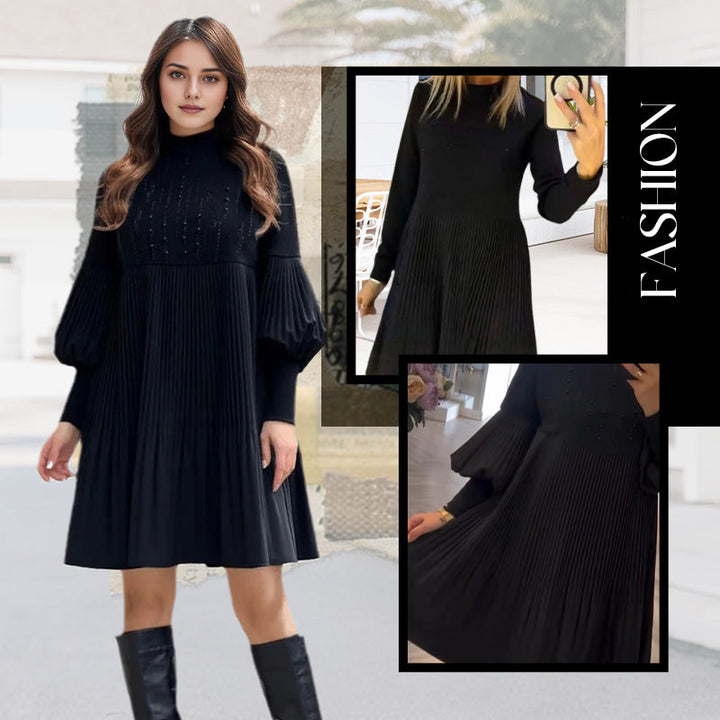 Avelyn™ - Elegantes Plisseekleid mit Laternenärmeln für Damen