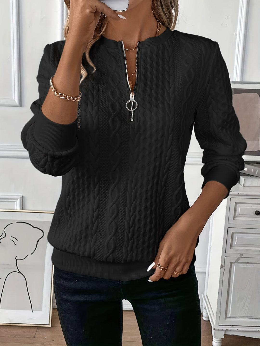 Sommerfeld | Eleganter Strickpullover mit Reißverschluss