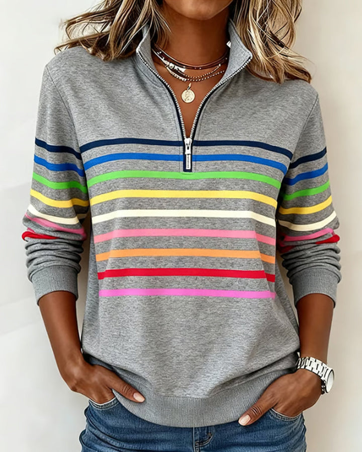 Alpenfeld | Gestreifter Pullover mit Viertel-Reißverschluss (1 Kaufen, 1 GRATIS dazu)