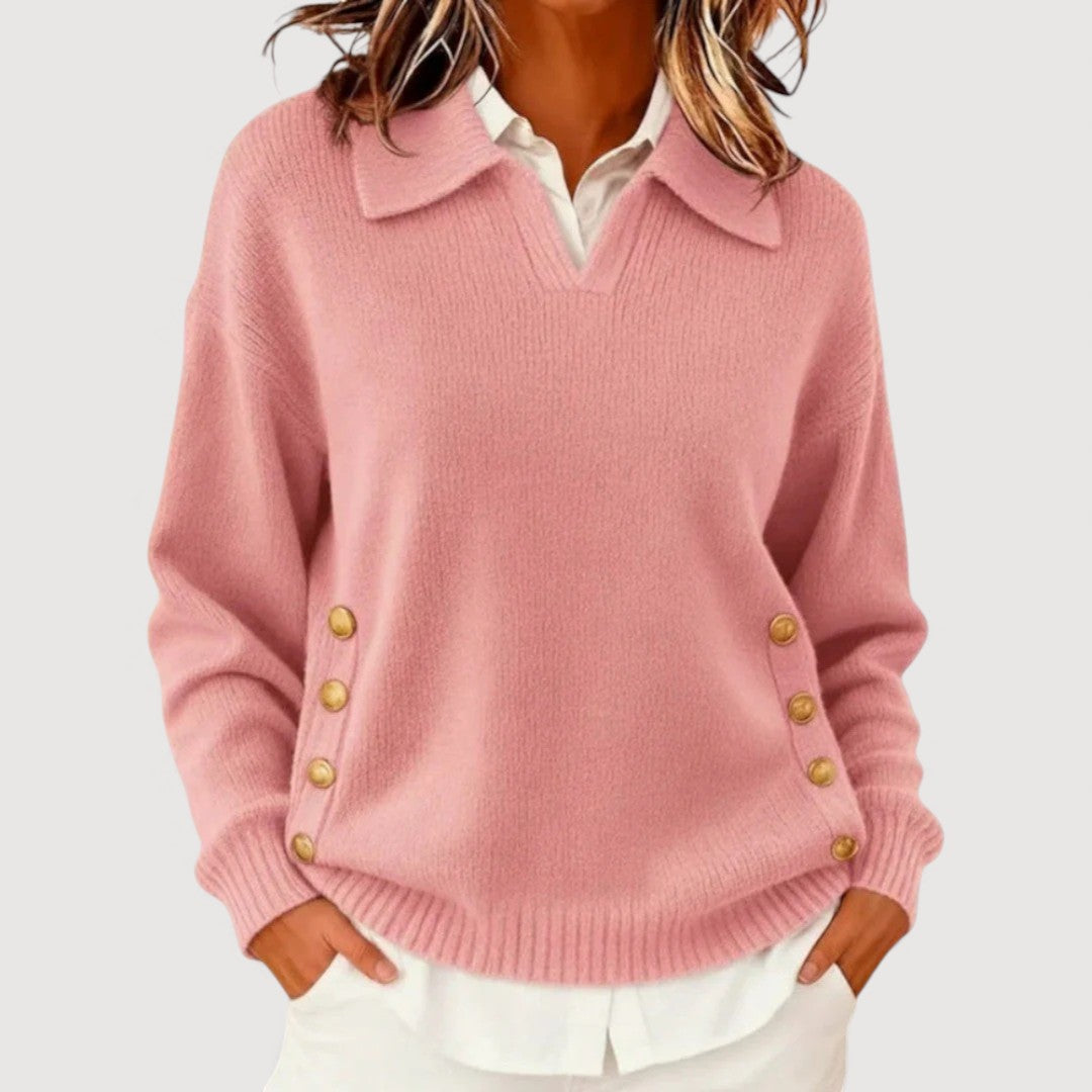 Alpenfeld | Strickpullover mit V-Ausschnitt und Kragen