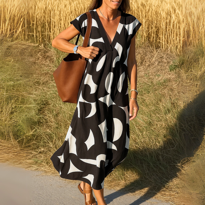 Azura™ – Ibiza Style Bequemes und Fließendes Kleid mit V-Ausschnitt