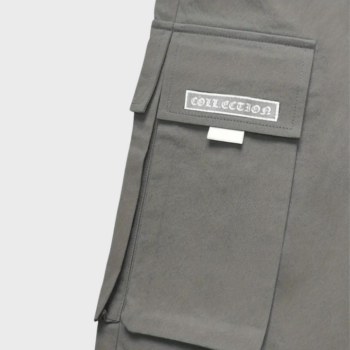 Alpenfeld | Herren Cargo Jogginghose – Lila Streetwear-Hose mit Reißverschlusstaschen & Bündchen