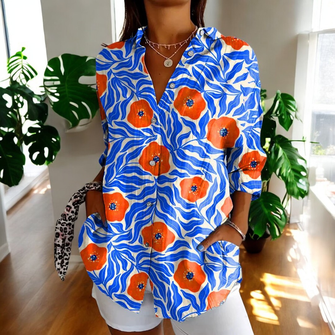 Irene | Stilvolle Blumenbluse