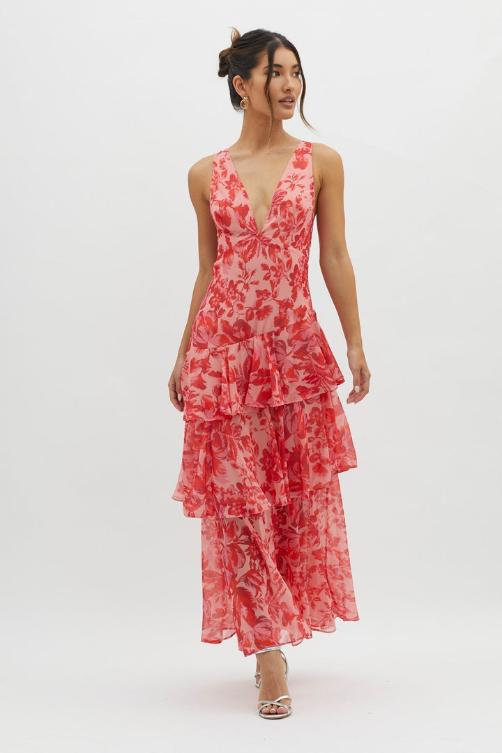 Sommerfeld | Florales Volant Maxi Kleid