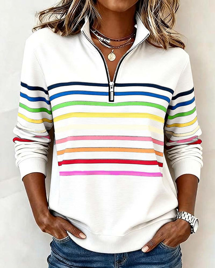 Alpenfeld | Gestreifter Pullover mit Viertel-Reißverschluss (1 Kaufen, 1 GRATIS dazu)