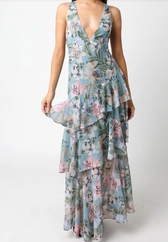 Sommerfeld | Florales Volant Maxi Kleid
