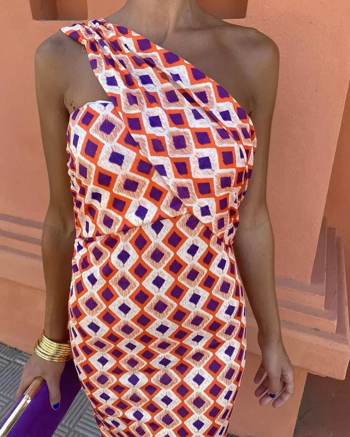 Sommerfeld | Maxikleid mit asymmetrischer Schulter