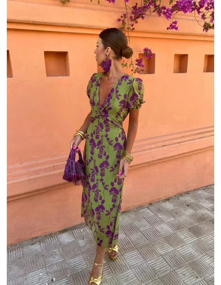 Sommerfeld | Midikleid mit Wickeldetail und floralem Muster