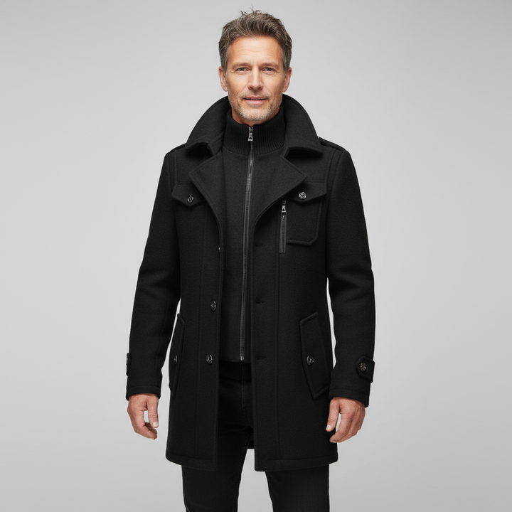 Alpenfeld | Luxuriöser Doppelkragen-Trenchcoat für Herren