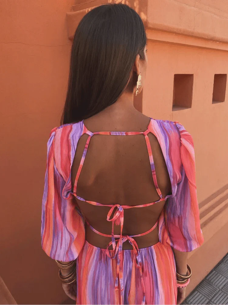 Sommerfeld | Maxikleid mit Taillenausschnitten und vertikalem Muster
