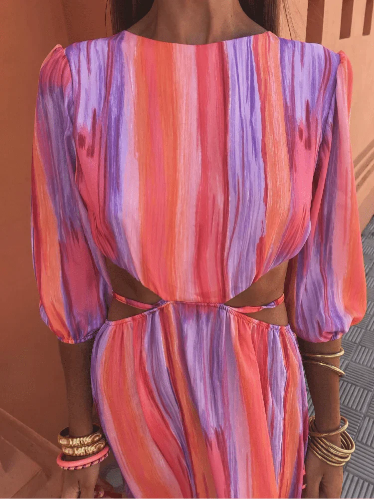 Sommerfeld | Maxikleid mit Taillenausschnitten und vertikalem Muster
