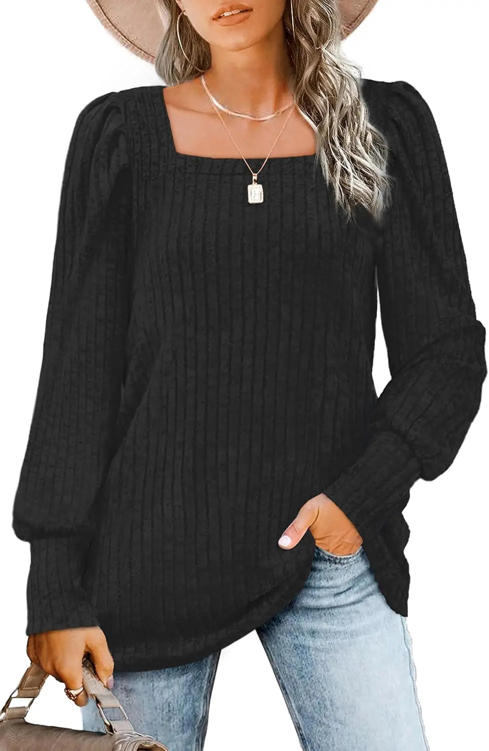 Alpenfeld | Lässiger Pullover mit Quadrat-Ausschnitt